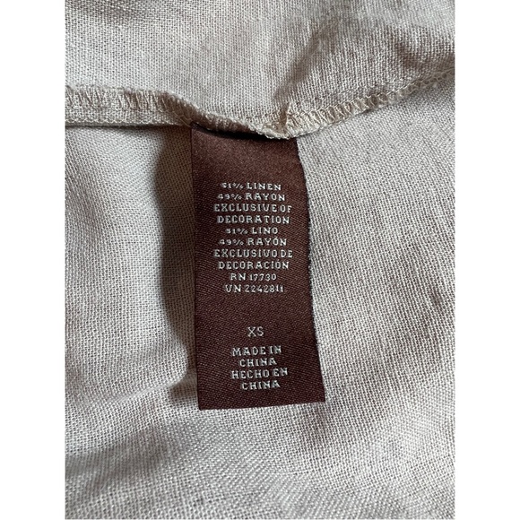 Knox Rose XS V Neck Sleeveless Tan Blue Embrodiered Dress - Picture 6 of 6